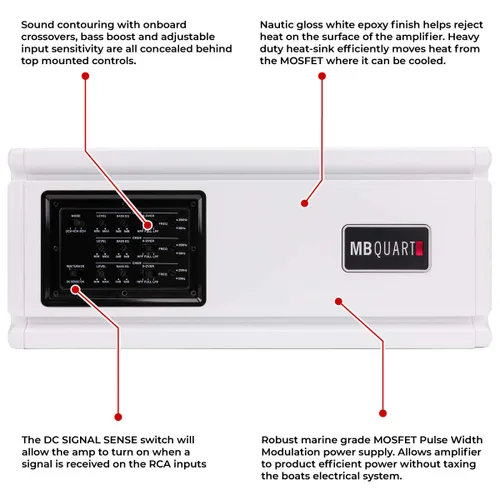 Miniatura 6 de MB Quart Amplificador náutico NA3-600.6 - Nautic Marine, 600 vatios, 4 canales, amplificador marino, altavoz, disipador de calor, estándar Ipx