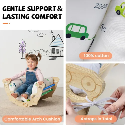 Miniatura 6 de Pikler - Set de Triángulo 10 en 1 Juguetes de Escalada para Niños Pequeños con Cojín – Gimnasio de Escalada Interior Montessori de Madera con Arco