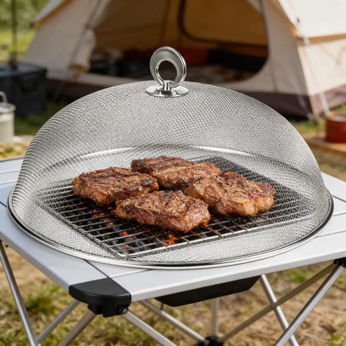 Miniatura 5 de Cubierta de malla metálica para alimentos, sombrilla de acero inoxidable, cubierta de comida de picnic al aire libre, red para mantener fuera