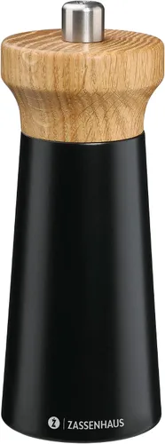 Zassenhaus Westerland - Molinillo de pimienta de madera de haya, color negro y madera de haya, con molinillo de cerámica infinitamente ajustable de