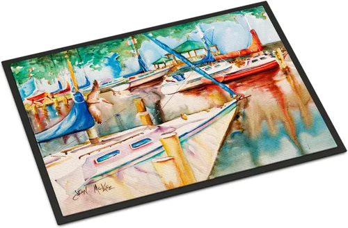 Miniatura 243 de Caroline's Treasures JMK1017JMAT - Tapete de caza de rana garza azul, 24 x 36 pulgadas, tapete para puerta delantera, interior y exterior