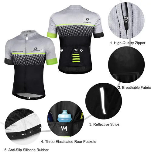 Miniatura 9 de Camiseta de ciclismo para hombre, ajustada, transpirable, de secado rápido, de alta elasticidad, camiseta de ciclismo