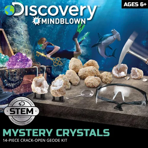 Miniatura 2 de Discovery Kit de geoda de cristal misterioso, 10 geodas de cuarzo real, incluye gafas, lupa y soportes de exhibición, juguete educativo de geología