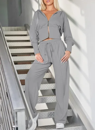 Miniatura 5 de Herseas Conjunto casual de 2 piezas para mujer, sudadera con capucha y pantalón deportivo, para viajes, aeropuerto, ropa de descanso