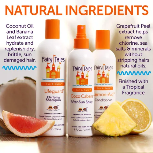 Miniatura 6 de Fairy Tales Champú de natación, acondicionador y spray acondicionador para niños, paquete de 3 Fabricado con ingredientes naturales en los Estados