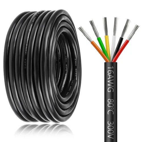 Miniatura 8 de Cable de calibre 18 de 5 conductores, cable eléctrico de 65,6 pies 18AWG, cable de cobre estañado trenzado de 18/5, cable de bajo voltaje