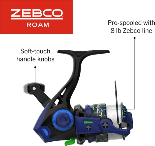 Miniatura 5 de Zebco Roam - Combo de carrete giratorio y caña de pescar, varilla de fibra de vidrio, mango cómodo dividido, perilla de mango suave al tacto