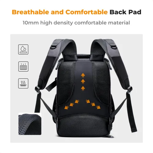 Miniatura 4 de K&F CONCEPT Mochila para cámara, bolsa de cámara de 25L de gran capacidad para fotógrafos con funda protectora contra la lluvia y compartimento