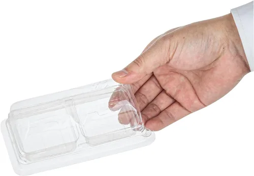 Miniatura 15 de Restaurantware Thermo Tek - Contenedores de postre de 5.3 x 2.6 x 1.8 pulgadas, 100 compartimentos duales transparentes para llevar, con tapa