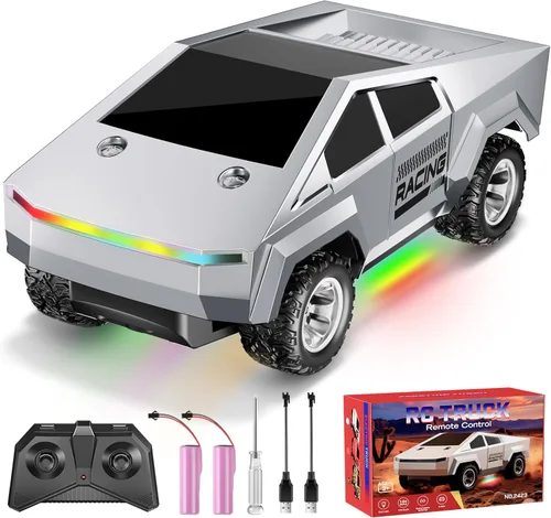 1:24 Coche RC Juguetes, Camión RC Todo Terreno de Alta Velocidad 2WD con Luz y Espacio de Carga, Vehículos Todo Terreno de 2.4GHz Control Remoto,