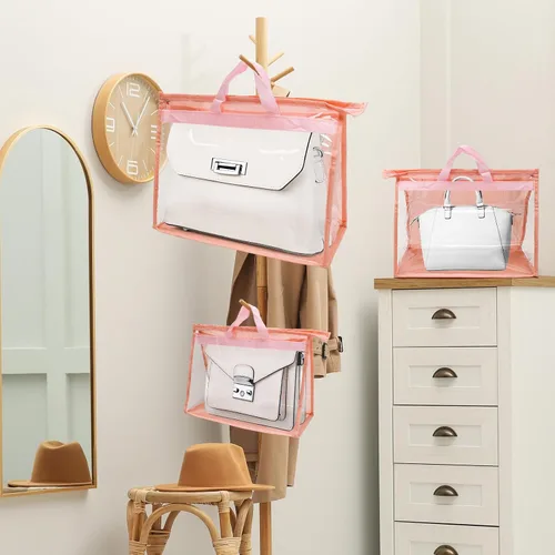 Miniatura 13 de 12 bolsas para el polvo para bolsas, bolsas de almacenamiento transparentes para mujeres, funda organizadora de 3 tamaños, organizador de armario