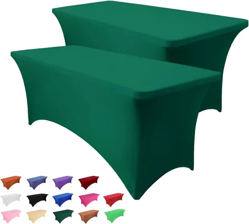 Miniatura 8 de Heochy - 2 piezas de mantel de 4 pies para mesa rectangular - Mantel rectangular elástico de spandex negro para cumpleaños, cóctel, boda, fiesta