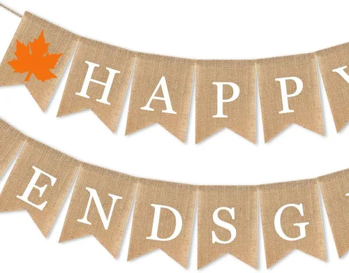 Miniatura 2 de Cartel de arpillera con texto en inglés «Happy Friendsgiving» para otoño, suministros
