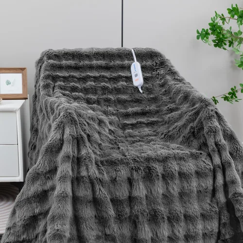 Miniatura 11 de Manta Eléctrica Térmica de Forro Polar Suave y Gruesa de 50"x60" para Sofá con 5 Niveles de Calor y 4 Horas de Apagado Automático, Protección contra