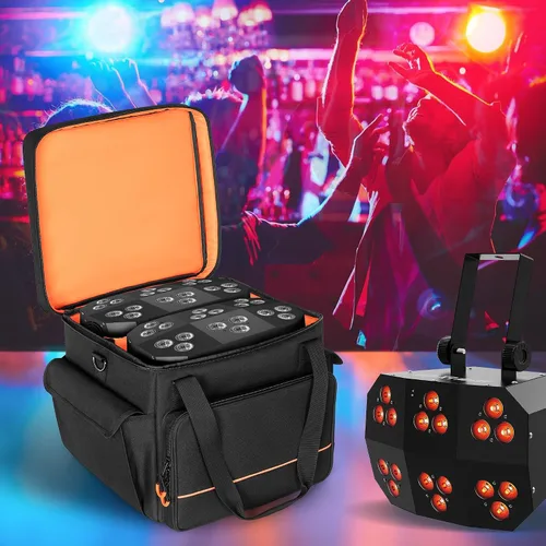 Miniatura 7 de LUXJA Bolsa acolchada para 2 luces de efecto o luces de cabeza móvil, bolsa de luz de efecto con divisor interior y bolsillos para accesorios
