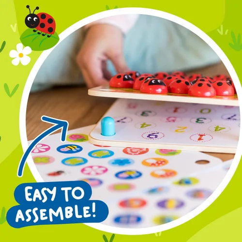 Miniatura 8 de Nene Toys Juego de Memoria del Jardín de la Mariquita – Juegos de Emparejar de Madera para Niños Pequeños de 3-5 – Juguete de Viaje para Niños
