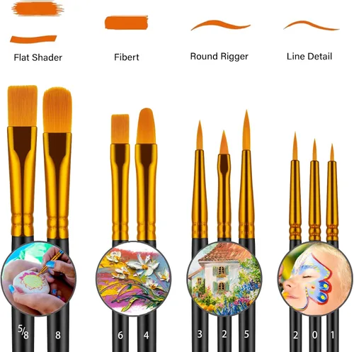 Miniatura 2 de Juego de pinceles de pintura, 30 piezas de pinceles de pintura para pintura acrílica, pincel de pintura al óleo, acuarela y acrílica, pinceles