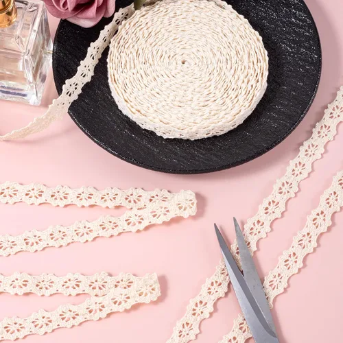 Miniatura 7 de 5.47 yardas, cinta de coser de encaje floral, adornos decorativos suaves para envolver ramos, lazos de bricolaje, clip para el cabello, decoración