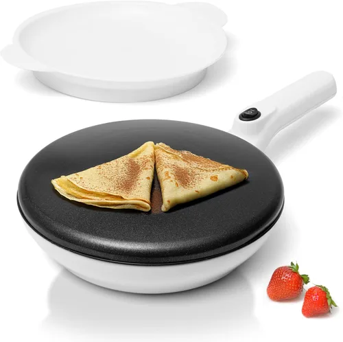 Miniatura 11 de Moss & Stone Máquina Eléctrica para Crepas – Sartén Portátil para Crepas de 8" Antiadherente con Plato de Inmersión, Apagado Automático, Interruptor
