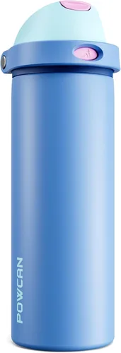 Miniatura 53 de POWCAN - Botella de agua aislada, 24 oz, tapa 2 en 1, boquilla de botón, popote abatible, a prueba de fugas, acero inoxidable, para portavasos