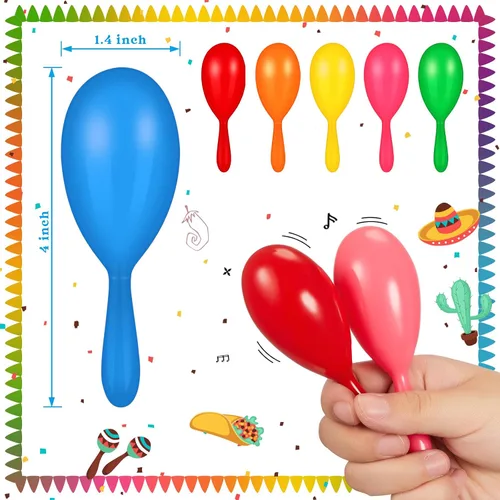 Miniatura 2 de 6 Pcs 4 Inch Mini Maracas Shakers for Kids, Colorful Plastic Rhythm Instruments, Classroom Music Supplies, Party Favors, Preschool Musical Toys