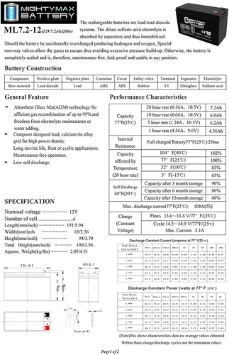Miniatura 6 de Reemplazo de batería SLA de 12 V 7 Ah para Peg Perego PS12-7 - Paquete de 6