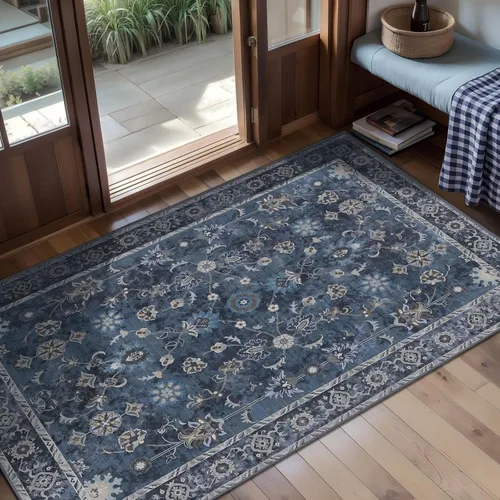 Miniatura 145 de Tangsoo Alfombra lavable para pasillo, antideslizante, 2 x 6 pies, estilo bohemio, floral, vintage, para entrada, suelo suave, para cocina, baño