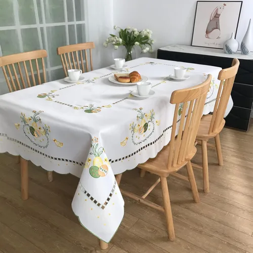 Miniatura 34 de Mantel bordado para decoración de encaje a prueba de polvo, sin arrugas, lavable, floral, rectangular, para cocina, comedor, vacaciones, cumpleaños