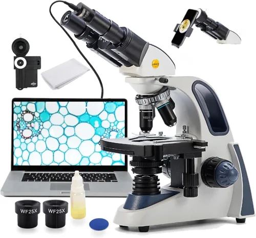 Miniatura 10 de SWIFT SW380B Microscopio compuesto binocular, 40X-2500X con cámara de 1.3 MP, 100 diapositivas de microscopio, kit de microscopio para estudiantes