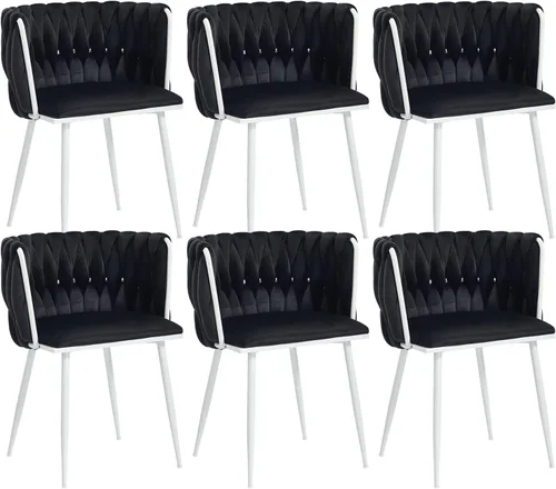 Miniatura 31 de Juego de 2 sillas de comedor de terciopelo, sillas tapizadas tejidas para sala de estar, sillas modernas de cocina y comedor, sillas decorativas