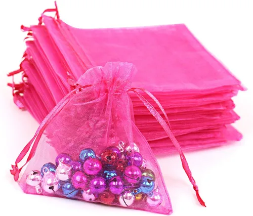 Miniatura 15 de Lautechco 100 bolsas de organza – 4 x 6 pulgadas, bolsas de regalo de malla beige con cordón para Navidad