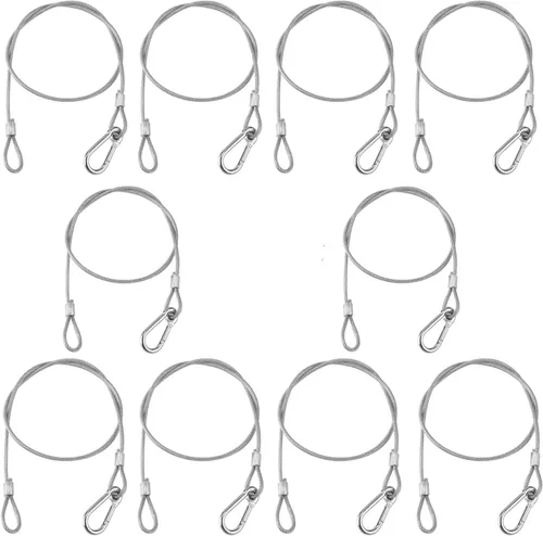 Miniatura 9 de MFL. Cables de seguridad para luces de escenario, carga de 110 libras, cuerda de seguridad de acero inoxidable de 31.5 pulgadas para luces