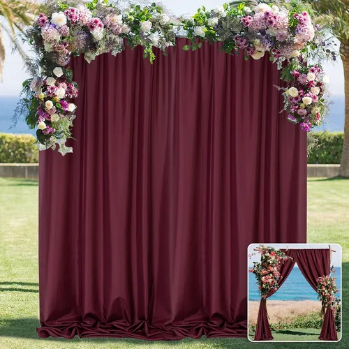 MYSKY HOME Cortinas tipo telón de fondo color borgoña para fiestas, bodas, escenarios, 10 x 10 pies, 2 paneles