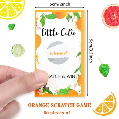 Miniatura 3 de Minatee Paquete de 60 tarjetas para rascar Little Cutie Little Cutie Baby Shower Games Orange Theme Tarjetas raspar para Little Cutie Baby Shower