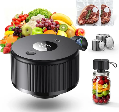 Kit de sellado al vacío eléctrico de tarros Mason [actualizado en 2026] Sellador automático inalámbrico para frascos de boca ancha y regular,