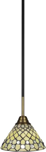 Miniatura 195 de Toltec Lighting Paramount - Mini colgante de 1 luz en acabado negro mate con cristal de arte perla de 7 pulgadas y estilo negro