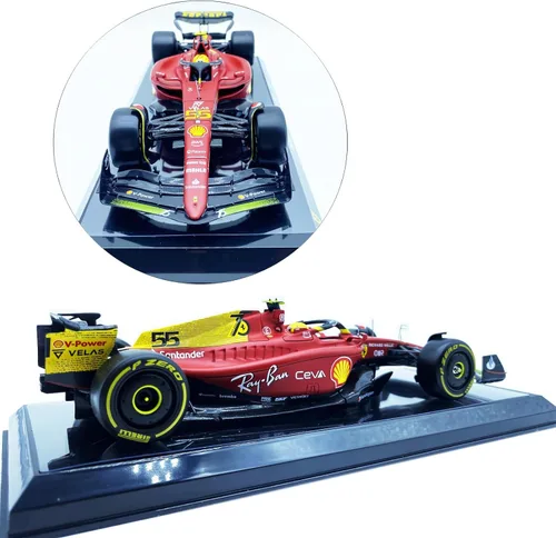 Miniatura 4 de HTLNUZD Bburag 24/1/2022 Nuevo F1-75#55 para Ferrari 75 aniversario Sainz Estático Fórmula Uno Aleación Coche de carreras de aleación fundido
