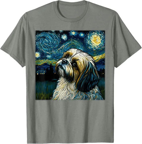 Miniatura 64 de Camiseta Surrealism Starry Night Shih Tzu Dog