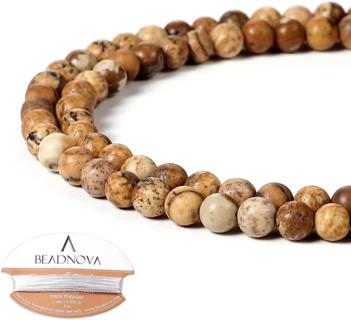 Miniatura 43 de Cuentas de ónix negro BEADNOVA con cuentas de cristal natural, piedras preciosas, redondas, sueltas, curativas de energía con cordón elástico de 01)