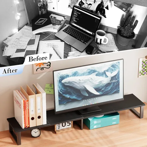 Miniatura 5 de aboxoo Elevador de TV de 45 pulgadas para TV de 32 a 60 pulgadas, estante elevador de TV, elevador de soporte de TV de mesa, mesa de monitor de Negro