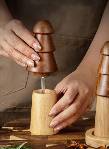 Molinillo de pimienta de madera, juego de molinillo de pimienta de madera de acacia, molinillos manuales de sal y pimienta de pino, herramientas de