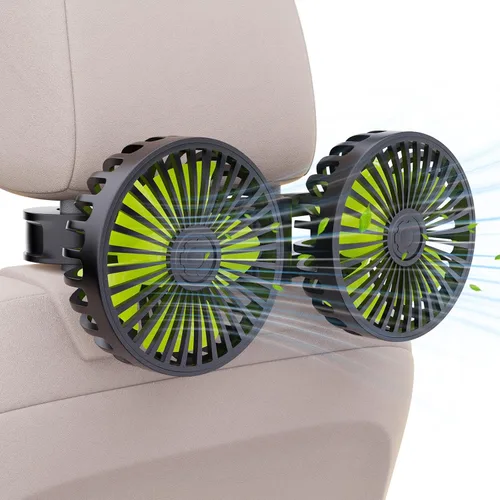 Hayousui - Ventiladores de enfriamiento USB para el asiento trasero del automóvil: ventilador de auto de doble cabezal para niños, 3 velocidades,