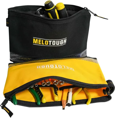 Miniatura 5 de Melo Tough - Bolsa de herramientas pequeña con cremallera, bolsa organizadora de almacenamiento duradera, paquete de 2 unidades (negro y amarillo)