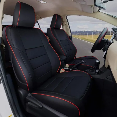 Miniatura 15 de EKR - Juego completo de fundas de asiento de cuero para automóvil de ajuste personalizado (color negro)