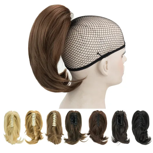 Miniatura 7 de IMISSU Lindas extensiones de cabello de cola de caballo de garra corta, extensiones de cabello grueso con clip en pequeñas piezas de pelo de cola
