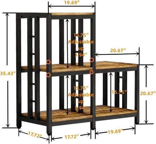 Miniatura 2 de Mini soporte para refrigerador con almacenamiento, gabinete negro para barra de café con espacio para mini refrigerador, soporte para microondas