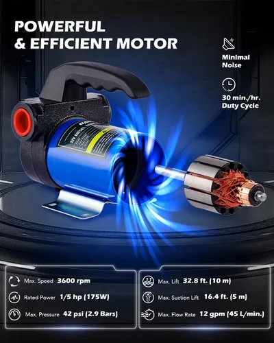 Miniatura 3 de Orion Motor Tech Kit de bomba de transferencia de diesel, kit de bomba de transferencia de combustible de 12V con boquilla y mangueras, bomba de Kit