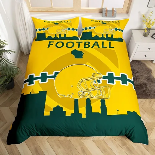 Miniatura 24 de Erosebridal Funda de edredón de fútbol tamaño individual, juego de ropa de cama de fútbol para niños, niños y niñas, funda de edredón con 1 funda