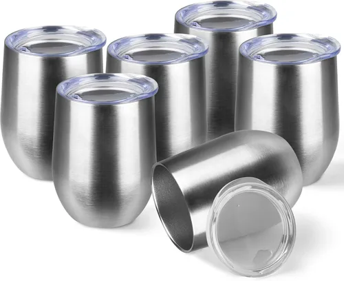 Miniatura 13 de StarSpeed Vaso de vino de 12 onzas con tapa, tazas de viaje de acero inoxidable sin pie con aislamiento de doble pared, taza de café aislada, vasos