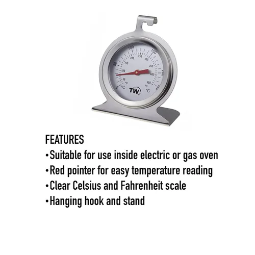 Miniatura 4 de Thermometer World Termómetro de horno para hornos eléctricos y de gas, medidor de temperatura del horno, termómetro sin enjuague en el horno, acero